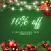 Christmas-themed ad with "10% off FILE ORGANISATION SERVICES" text, decorations, and lights.